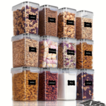 6-Pack Airtight Pet Food Storage Containers with Lids 1.6L / 54 oz – Black