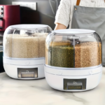 360° Rotating Rice Dispenser 19 lbs – 6-Grid Grain Storage