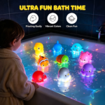 Light-Up Floating Sea Animal Bath Toys – No-Hole Water Toys for Tub & Pool