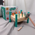 Wooden Pounding Table Bench Toy with Nails for Toddlers