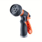 Heavy-Duty Garden Hose Nozzle – 8-Pattern Spray Nozzle - Orange