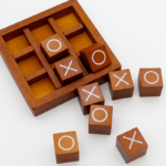 Classic Wooden Tic Tac Toe Game Set 9 Blocks – Tabletop Decor & Family Game