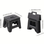 330 lbs Heavy-Duty Portable Folding Stool – Compact Plastic Seat - Black / 330 lbs