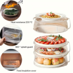 Stackable Microwave Splash Guard Cover – Heat Resistant 360°