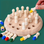 Wooden Memory Matching Game – Color Peg Chess Board for Kids