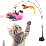 Interactive Suction Cup Cat Feather Toy – Hands-Free Bird Teaser Stick