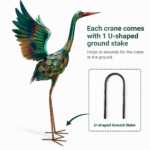 32.68inch Colorful Metal Heron Garden Statue, Spreading-Wings Crane Sculpture, Suitable for Large Outdoor Garden Decor in Courtyards, Lawns, and Backyards