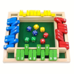 Wooden Number Dice Game Set with 8 Colorful Dice for Kids - Four-color Board(Eight Dices)