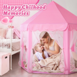 Pink Princess Hexagon Play Tent with Gauze Curtains for Kids