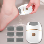 Rechargeable Electric Foot Callus Remover with 6 Heads White & Gold