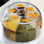 360° Rotating Rice Dispenser 19 lbs – 6-Grid Grain Storage