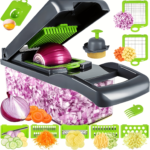 Vegetable Chopper 14-in-1 Multifunctional Vegetable Chopper with Built-In Container - Easy Clean, Dishwasher Safe Kitchen Gadget for Efficient Meal Prep - 14 in 1