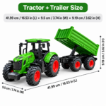 16.5-Inch Toy Farm Tractor with Trailer Set for Kids - Tractor model