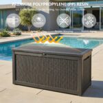 Large Outdoor Resin Deck Box with Lockable Lid & Handles