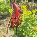 Large Red Cardinal Garden Statue – Iron Metal Bird Yard Sculpture
