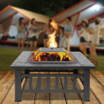 28&quote; Metal Outdoor Fire Pit Table for Patio & Backyard