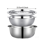 3-Piece Stainless Steel Mixing Bowl Set with Grinder & Colander