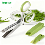 5-Blade Stainless Steel Herb & Scallion Scissors with Cleaning Comb