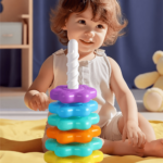 6-Layer Rainbow Spinning Stacking Tower – Toddler Sensory Toy