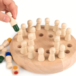 Wooden Memory Matching Game – Color Peg Chess Board for Kids