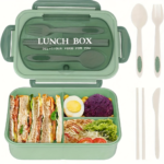 Partitioned Thermal Bento Lunch Box – Microwavable Food Container 4 Colors - Green