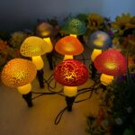 Solar Mushroom Garden Lights 8-Piece – Cracked Glass Outdoor Decor