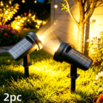 2 Pack Solar Outdoor Spotlight, 155 LED with 3 Modes, Christmas Decor Landscape Lighting, Solar Pathway Lights - Ideal for Garden Festival Decoration, Outdoor Solar Spotlight, Suitable for Courtyards And - Image 2
