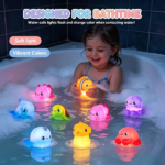 Light-Up Floating Sea Animal Bath Toys – No-Hole Water Toys for Tub & Pool - 2pcs