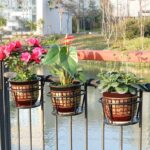 3-Pack Hanging Metal Flower Pot Racks for Railings & Fences