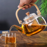 34 oz Borosilicate Glass Teapot with Wood Handle & Infuser