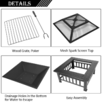 28&quote; Metal Outdoor Fire Pit Table for Patio & Backyard