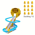 Electric Duck Climbing Stairs Toy with Music & LED Lights - Climb stairs + 12 ducklings