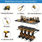 Wall-Mount Power Tool Organizer – Heavy-Duty Metal Drill Rack