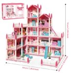 4-Story Dollhouse Playset with 4 Dolls & Furniture for Kids