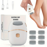 Rechargeable Electric Foot Callus Remover with 6 Heads White & Gold