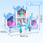 4-Story Dollhouse Playset with 4 Dolls & Furniture for Kids