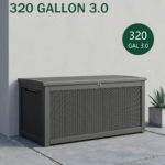 Large Outdoor Resin Deck Box with Lockable Lid & Handles
