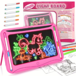 LED Light-Up Drawing Board with 9 Double-Sided Cards & Markers