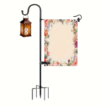 Garden Flag Holder Stand with Shepherd Hook – 4-Prong Base