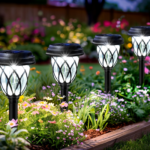 10-Pack Solar LED Garden Stake Lights – Cross Grid Landscape Decor - White Light - 10 Pack
