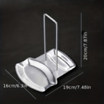 Stainless Steel Pot Lid Holder & Spoon Rest with Drain Tray
