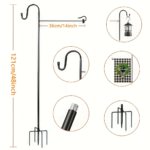 Garden Flag Holder Stand with Shepherd Hook – 4-Prong Base