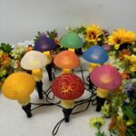 Solar Mushroom Garden Lights 8-Piece – Cracked Glass Outdoor Decor