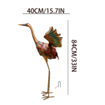 Colorful Metal Crane Garden Statue – Outdoor Egret Yard Sculpture