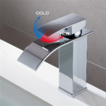 Stainless Steel Waterfall Bathroom Faucet – Hot & Cold Single Hole