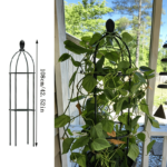 European Metal Plant Trellis Stand for Climbing Roses & Clematis - Black