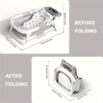 Foldable Baby Bathtub with Soft Cushion & Built-in Thermometer