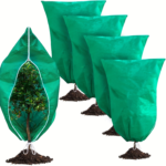 4-Pack Plant Covers for Winter – Zipper & Drawstring Frost Jackets