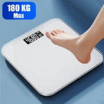Digital Bathroom Scale with LED & Temp Display – Wide Glass Platform - White [260*260mm]
