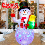5ft Christmas Inflatable Snowman with Rotating Color LED Lights